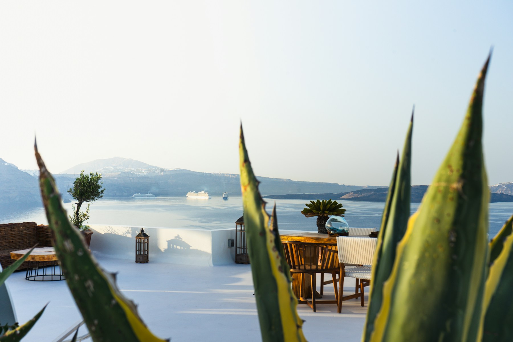 Table set on a sunny terrace